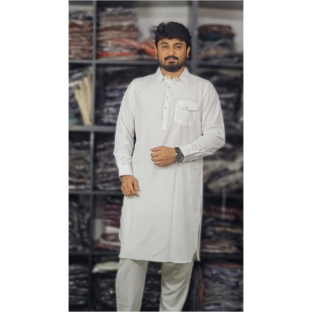Chaina Fabrics Single Pocket kabli Set - White Colour