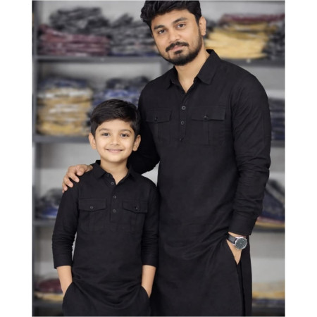 Father & Son Matching kabli combo - Black