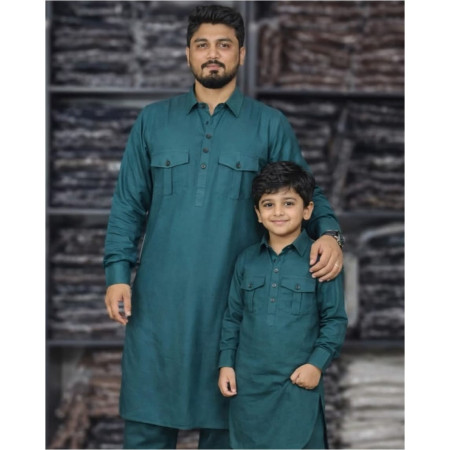 Father & Son Matching kabli combo - Petrol